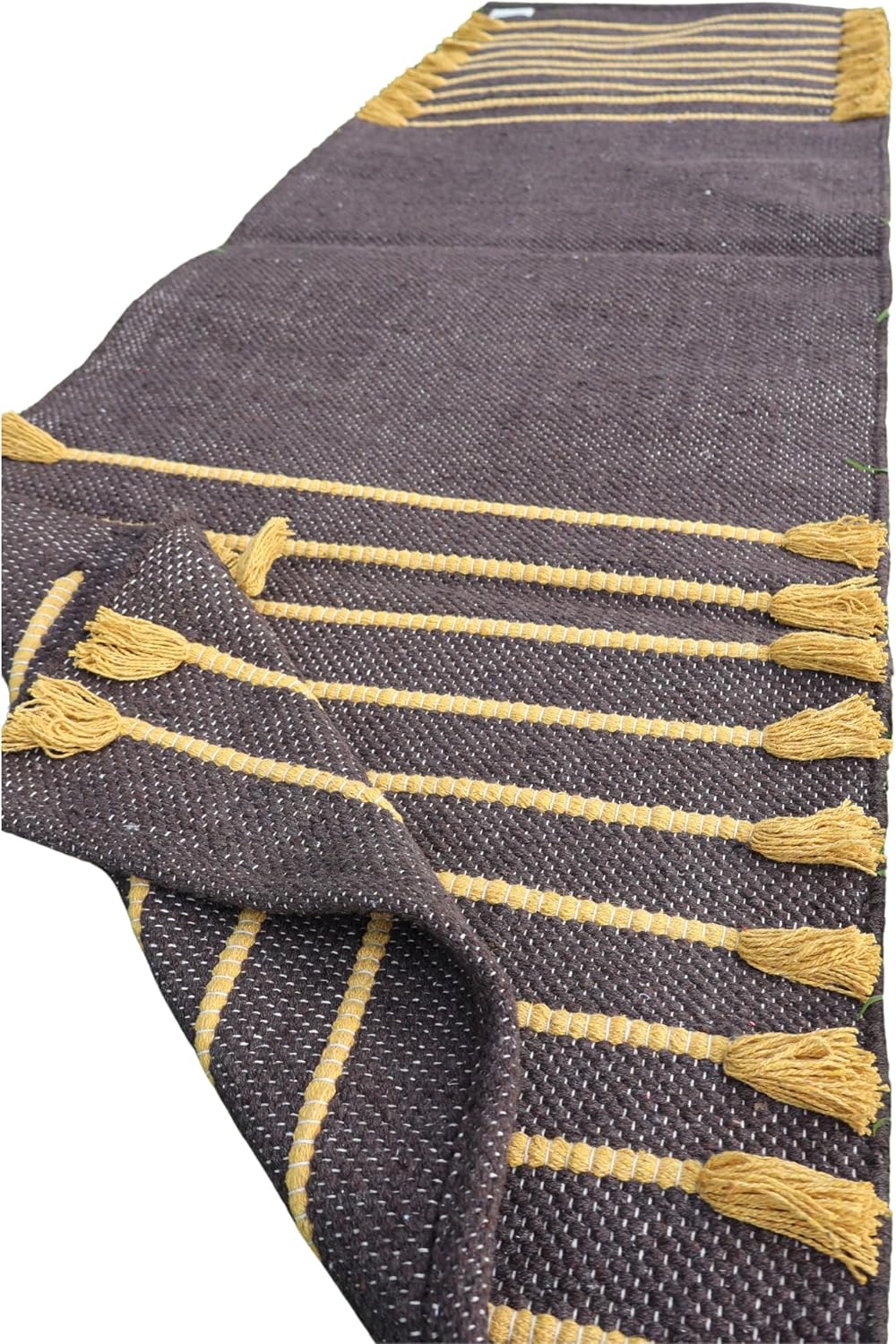 Cotton Organic Yoga Mat - Eco-Friendly Hand-Woven Rug - Handloom Foldable Yoga Mat for Everyday Fitness Maditation Rug - (24”x72”)