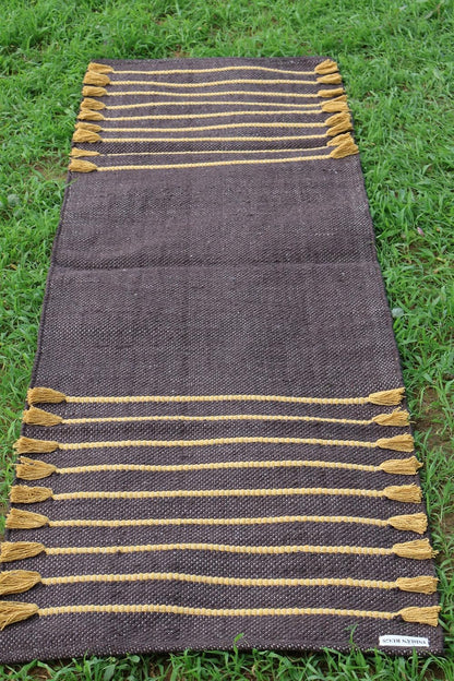 Cotton Organic Yoga Mat - Eco-Friendly Hand-Woven Rug - Handloom Foldable Yoga Mat for Everyday Fitness Maditation Rug - (24”x72”)