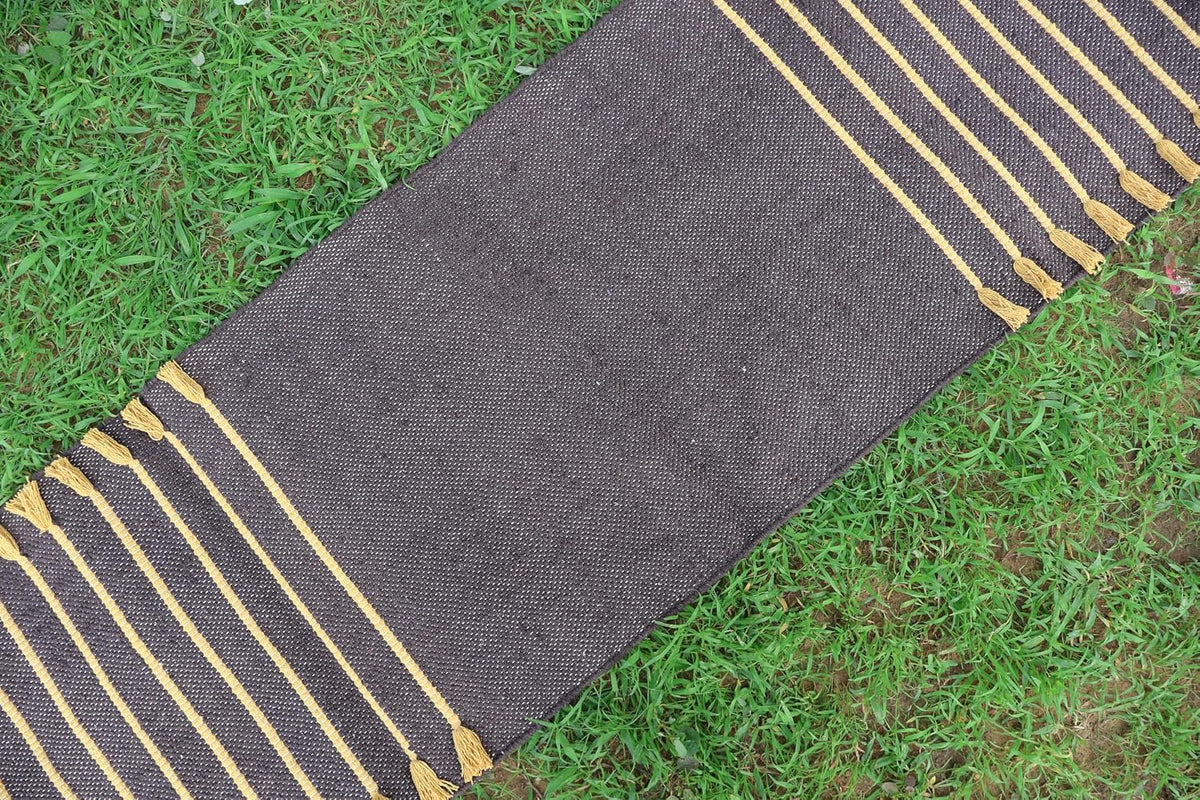 Cotton Organic Yoga Mat - Eco-Friendly Hand-Woven Rug - Handloom Foldable Yoga Mat for Everyday Fitness Maditation Rug - (24”x72”)