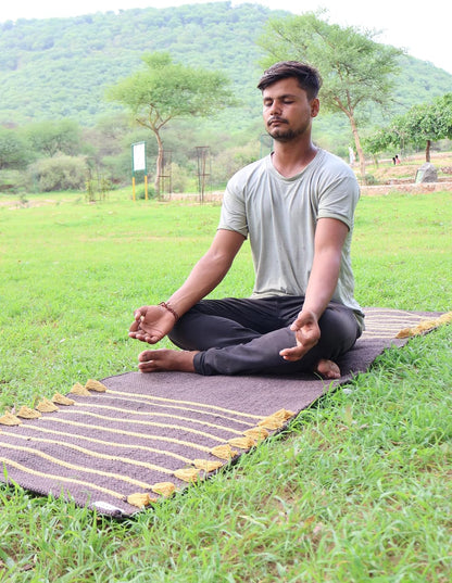 Cotton Organic Yoga Mat - Eco-Friendly Hand-Woven Rug - Handloom Foldable Yoga Mat for Everyday Fitness Maditation Rug - (24”x72”)