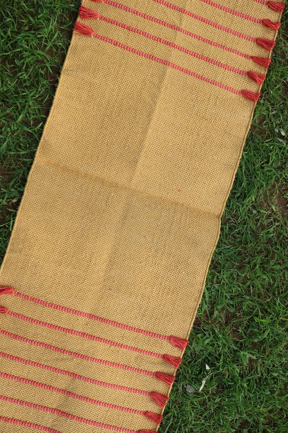 Cotton Organic Yoga Mat - Eco-Friendly Hand-Woven Rug - Handloom Foldable Yoga Mat for Everyday Fitness Maditation Rug - (24”x72”)