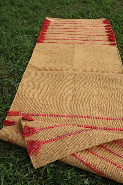 Cotton Organic Yoga Mat - Eco-Friendly Hand-Woven Rug - Handloom Foldable Yoga Mat for Everyday Fitness Maditation Rug - (24”x72”)
