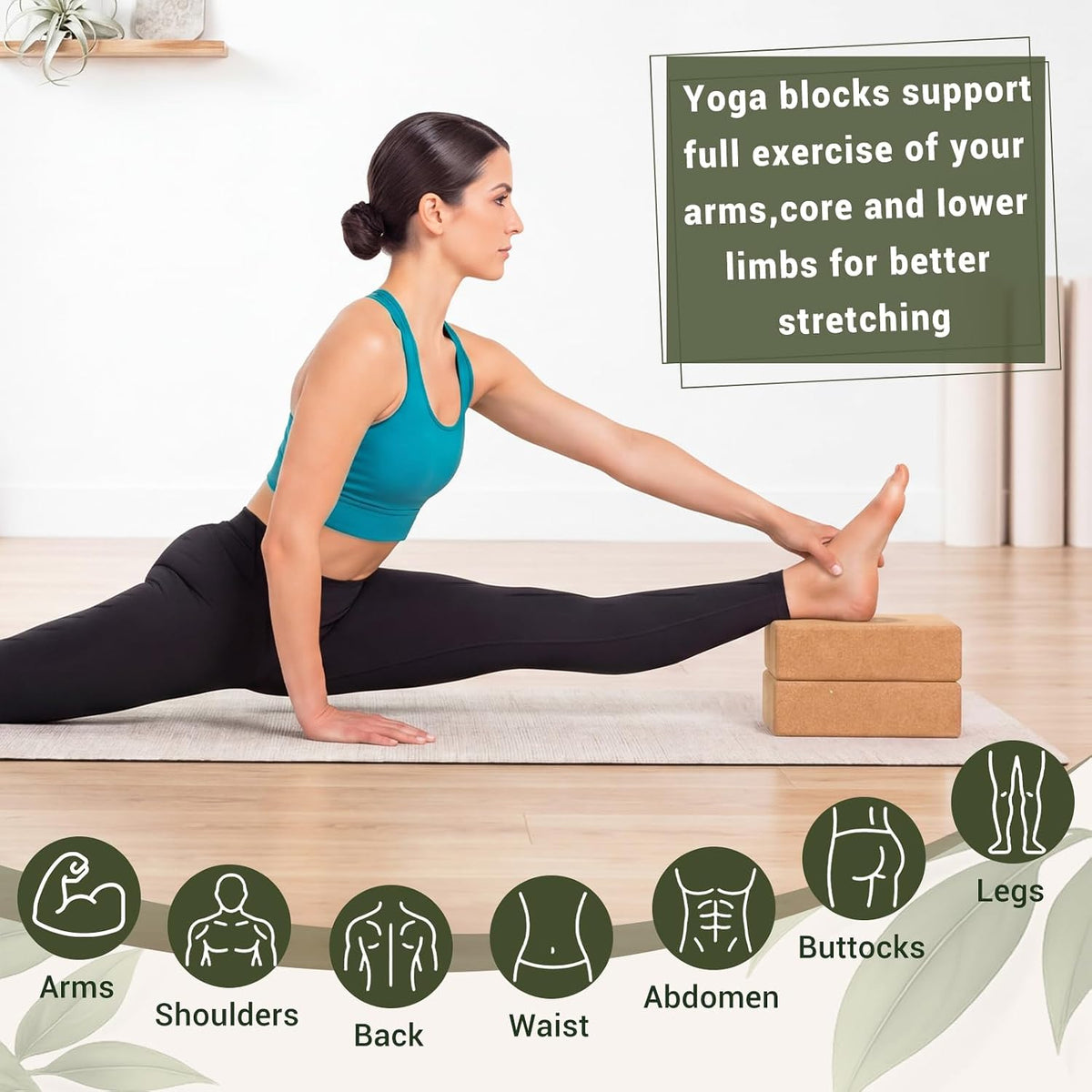 2 Pcs Yoga Accessories, Cork Yoga Blocks Set