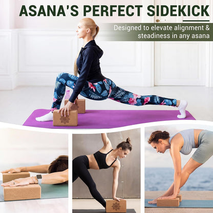 2 Pcs Yoga Accessories, Cork Yoga Blocks Set