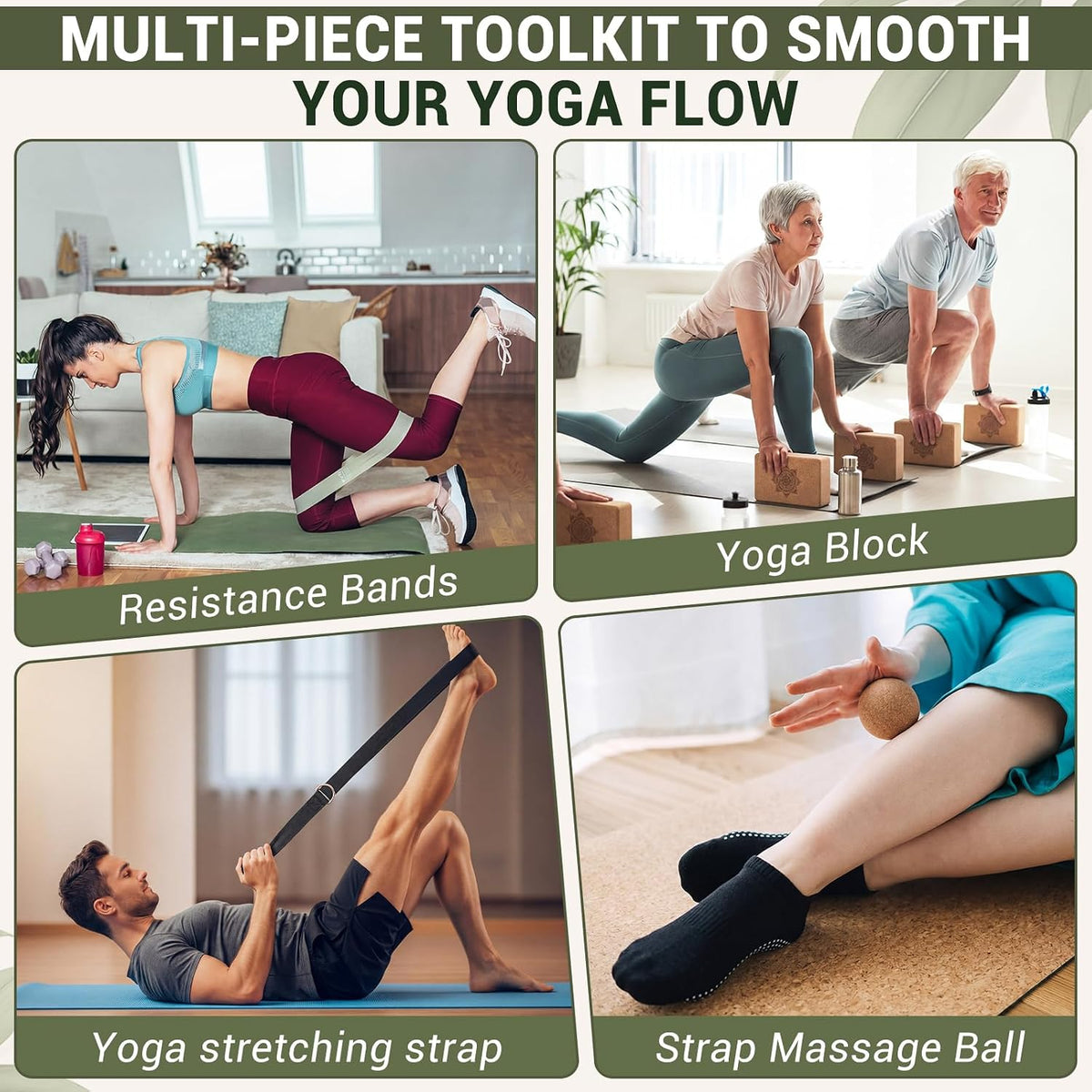 2 Pcs Yoga Accessories, Cork Yoga Blocks Set
