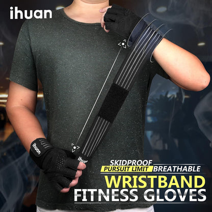 Ventilated Weight Lifting Gym Workout Gloves with Wrist Wrap Support for Men & Women, Full Palm Protection, for Weightlifting, Training, Fitness, Hanging, Pull ups