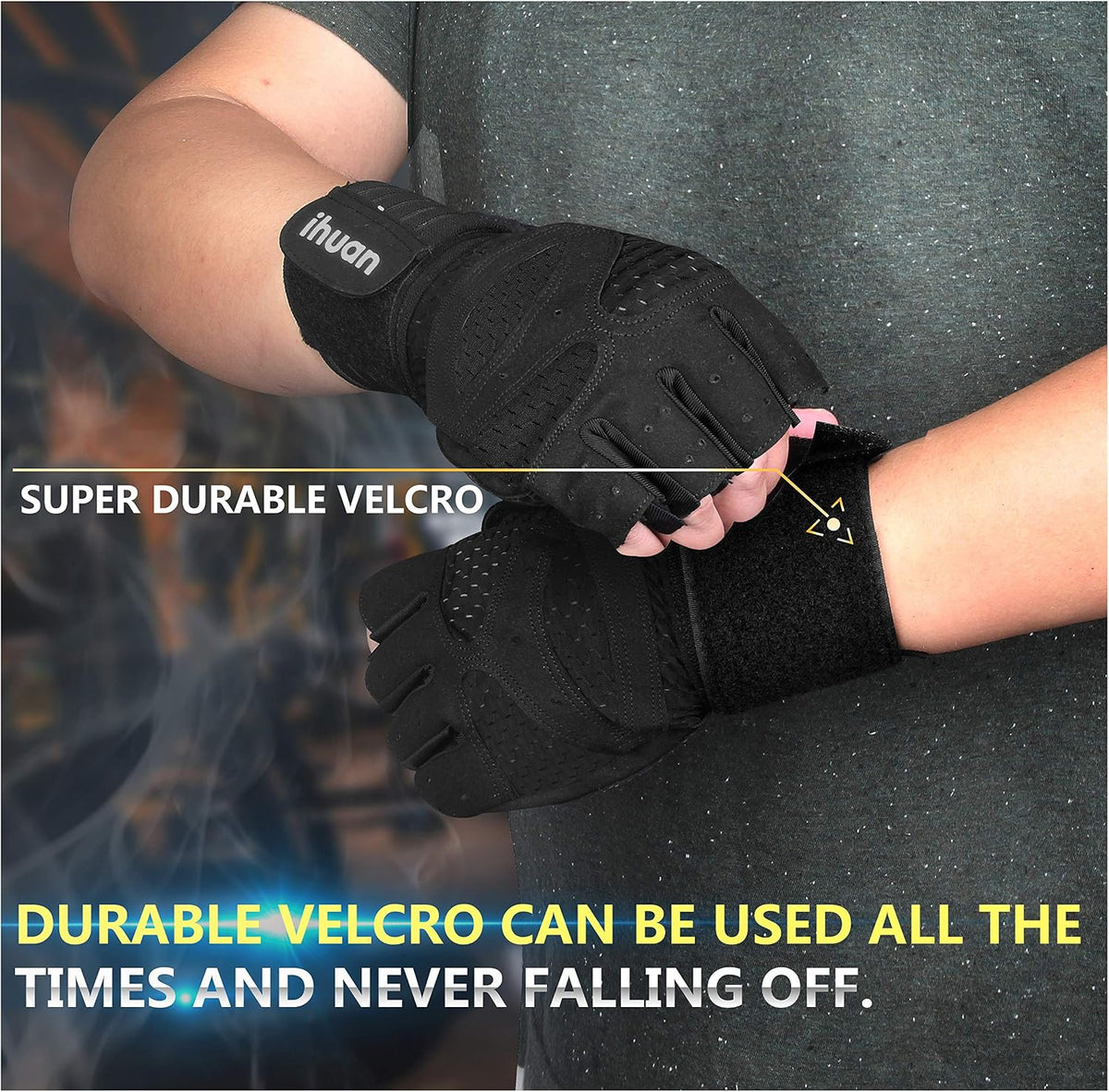 Ventilated Weight Lifting Gym Workout Gloves with Wrist Wrap Support for Men & Women, Full Palm Protection, for Weightlifting, Training, Fitness, Hanging, Pull ups
