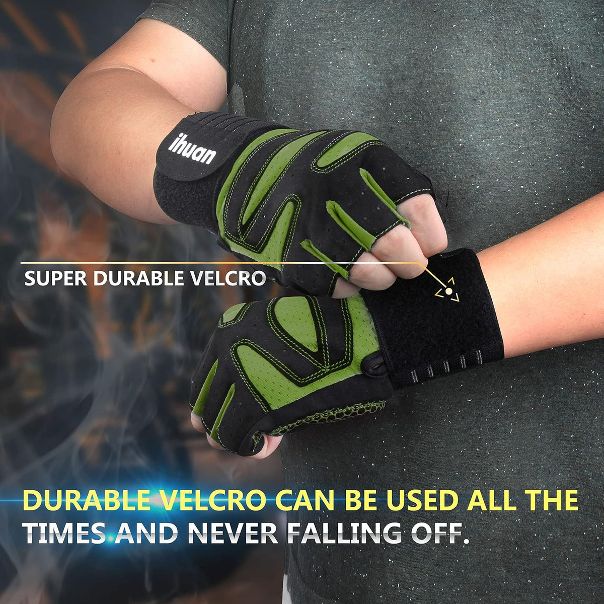 Ventilated Weight Lifting Gym Workout Gloves with Wrist Wrap Support for Men & Women, Full Palm Protection, for Weightlifting, Training, Fitness, Hanging, Pull ups