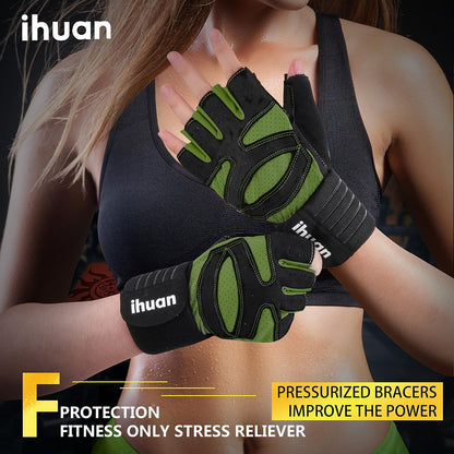 Ventilated Weight Lifting Gym Workout Gloves with Wrist Wrap Support for Men & Women, Full Palm Protection, for Weightlifting, Training, Fitness, Hanging, Pull ups