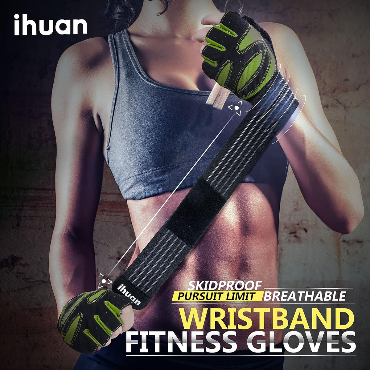 Ventilated Weight Lifting Gym Workout Gloves with Wrist Wrap Support for Men & Women, Full Palm Protection, for Weightlifting, Training, Fitness, Hanging, Pull ups