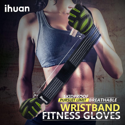Ventilated Weight Lifting Gym Workout Gloves with Wrist Wrap Support for Men & Women, Full Palm Protection, for Weightlifting, Training, Fitness, Hanging, Pull ups