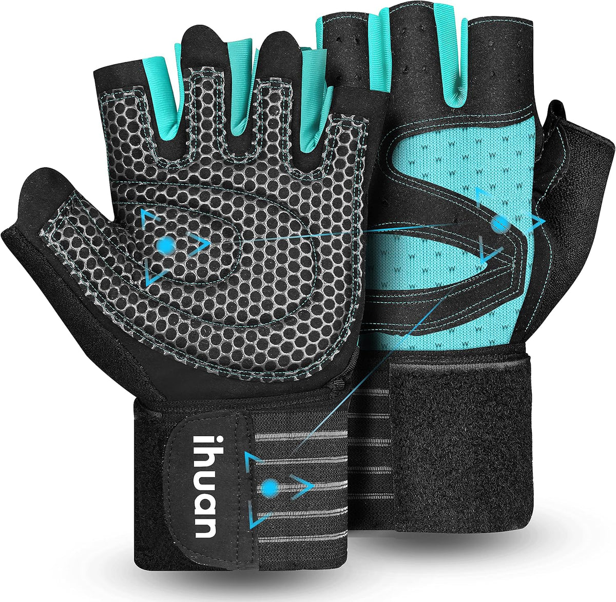 Ventilated Weight Lifting Gym Workout Gloves with Wrist Wrap Support for Men & Women, Full Palm Protection, for Weightlifting, Training, Fitness, Hanging, Pull ups