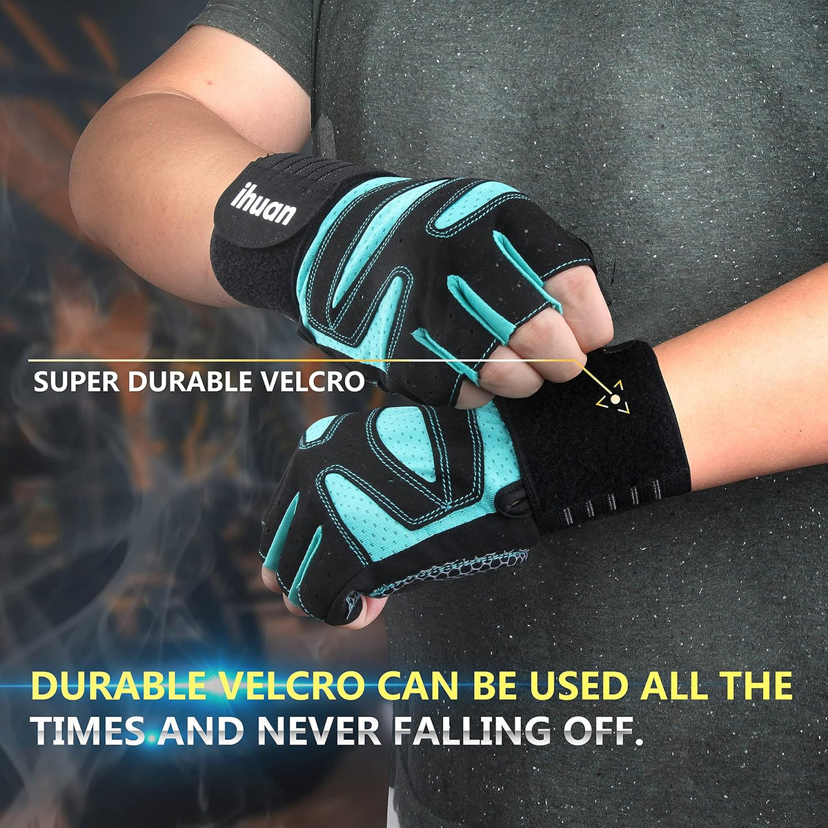 Ventilated Weight Lifting Gym Workout Gloves with Wrist Wrap Support for Men & Women, Full Palm Protection, for Weightlifting, Training, Fitness, Hanging, Pull ups