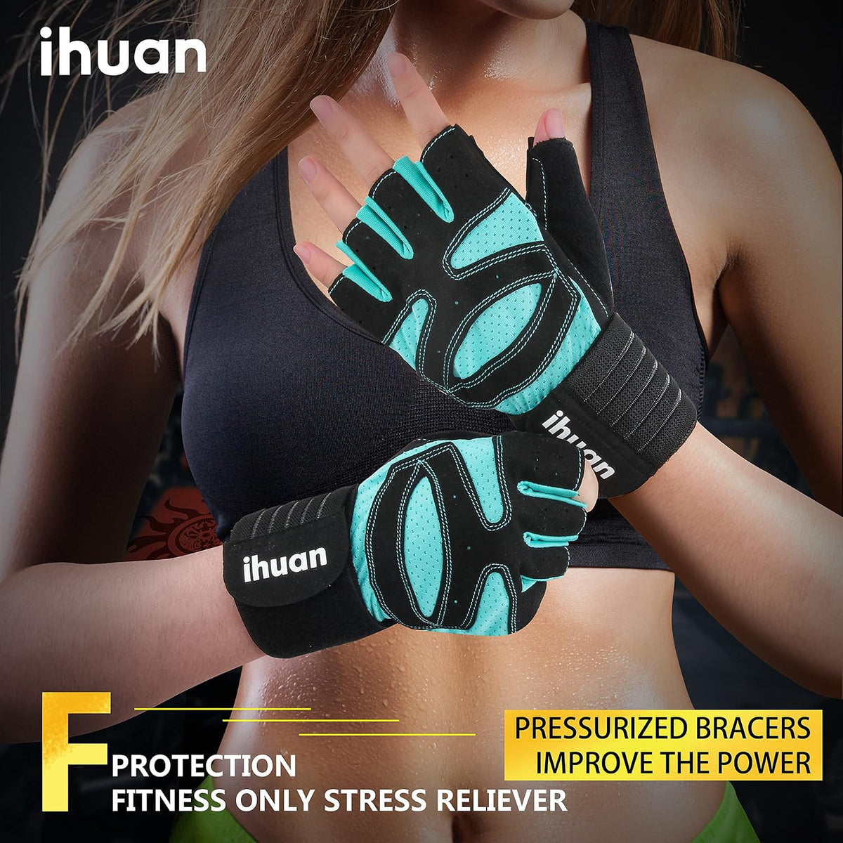Ventilated Weight Lifting Gym Workout Gloves with Wrist Wrap Support for Men & Women, Full Palm Protection, for Weightlifting, Training, Fitness, Hanging, Pull ups