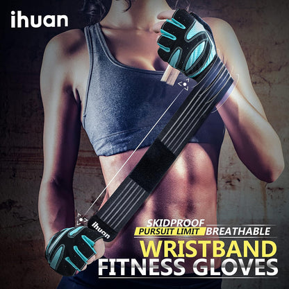 Ventilated Weight Lifting Gym Workout Gloves with Wrist Wrap Support for Men & Women, Full Palm Protection, for Weightlifting, Training, Fitness, Hanging, Pull ups