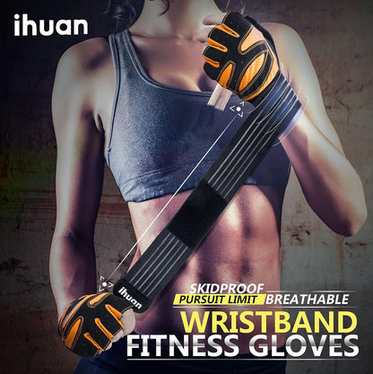 Ventilated Weight Lifting Gym Workout Gloves with Wrist Wrap Support for Men & Women, Full Palm Protection, for Weightlifting, Training, Fitness, Hanging, Pull ups