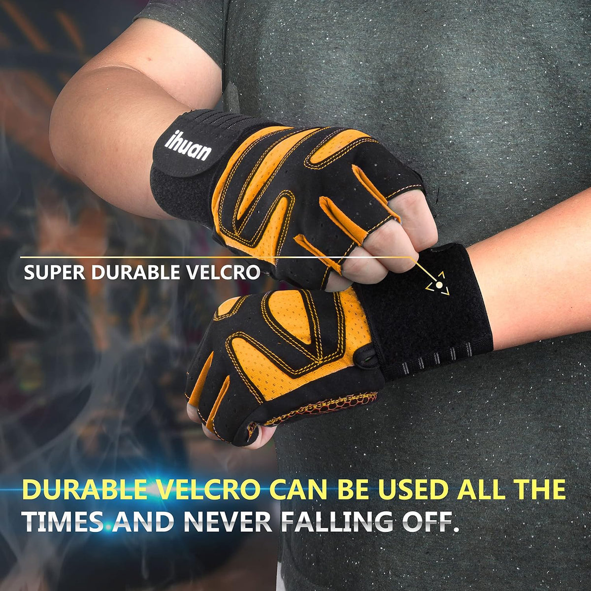 Ventilated Weight Lifting Gym Workout Gloves with Wrist Wrap Support for Men & Women, Full Palm Protection, for Weightlifting, Training, Fitness, Hanging, Pull ups
