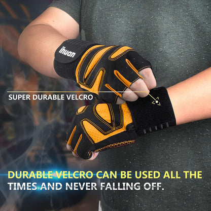 Ventilated Weight Lifting Gym Workout Gloves with Wrist Wrap Support for Men & Women, Full Palm Protection, for Weightlifting, Training, Fitness, Hanging, Pull ups