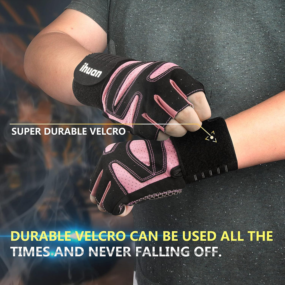 Ventilated Weight Lifting Gym Workout Gloves with Wrist Wrap Support for Men & Women, Full Palm Protection, for Weightlifting, Training, Fitness, Hanging, Pull ups