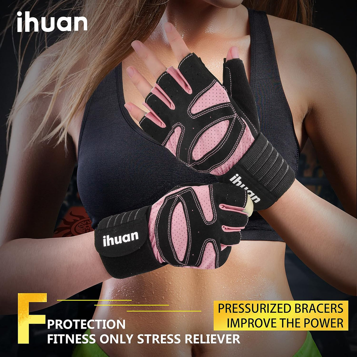 Ventilated Weight Lifting Gym Workout Gloves with Wrist Wrap Support for Men & Women, Full Palm Protection, for Weightlifting, Training, Fitness, Hanging, Pull ups
