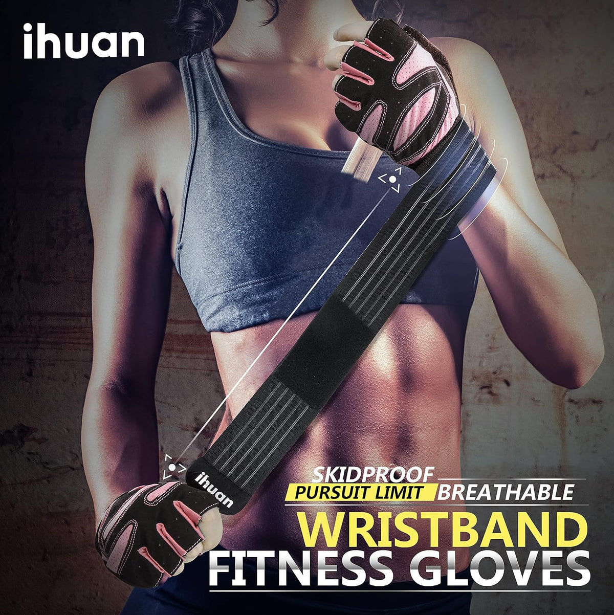 Ventilated Weight Lifting Gym Workout Gloves with Wrist Wrap Support for Men & Women, Full Palm Protection, for Weightlifting, Training, Fitness, Hanging, Pull ups