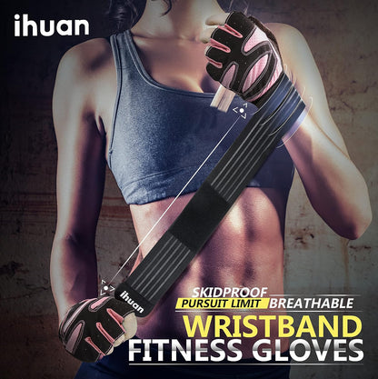 Ventilated Weight Lifting Gym Workout Gloves with Wrist Wrap Support for Men & Women, Full Palm Protection, for Weightlifting, Training, Fitness, Hanging, Pull ups