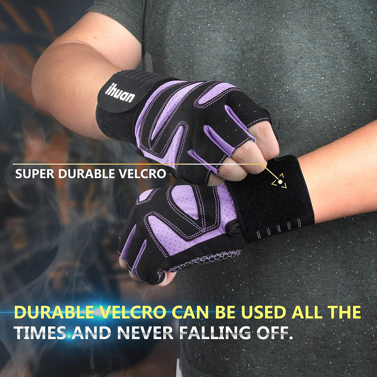 Ventilated Weight Lifting Gym Workout Gloves with Wrist Wrap Support for Men & Women, Full Palm Protection, for Weightlifting, Training, Fitness, Hanging, Pull ups