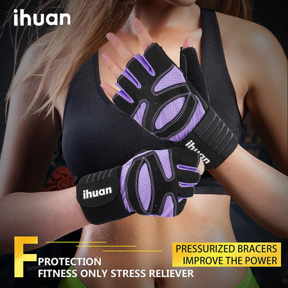 Ventilated Weight Lifting Gym Workout Gloves with Wrist Wrap Support for Men & Women, Full Palm Protection, for Weightlifting, Training, Fitness, Hanging, Pull ups