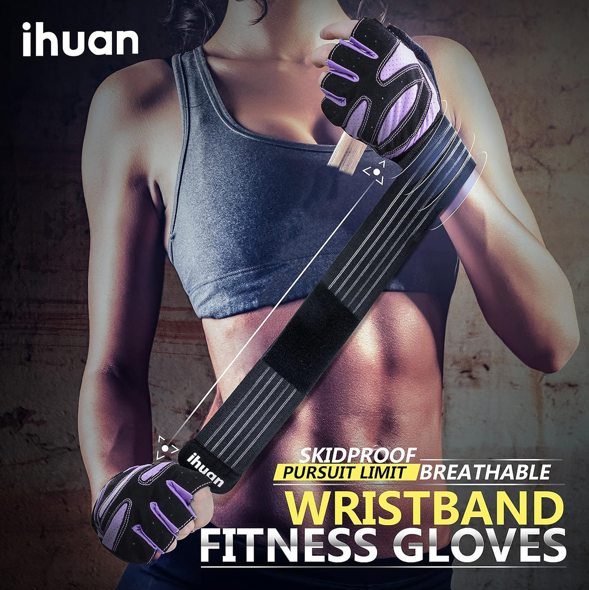 Ventilated Weight Lifting Gym Workout Gloves with Wrist Wrap Support for Men & Women, Full Palm Protection, for Weightlifting, Training, Fitness, Hanging, Pull ups