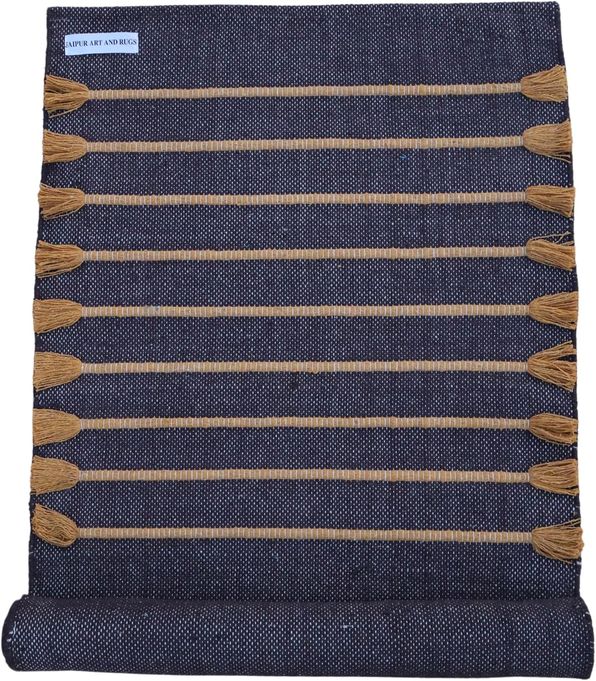 Jaipur Art & Rugs Cotton Yoga Rug - Eco-Friendly Hand-Woven Thick Mat (24”x72”x5mm) for Everyday Fitness at Home - Comfortable & Extra-Long - Colors A