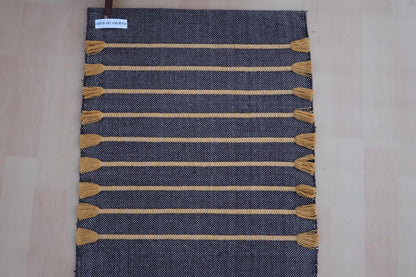 Jaipur Art & Rugs Cotton Yoga Rug - Eco-Friendly Hand-Woven Thick Mat (24”x72”x5mm) for Everyday Fitness at Home - Comfortable & Extra-Long - Colors A