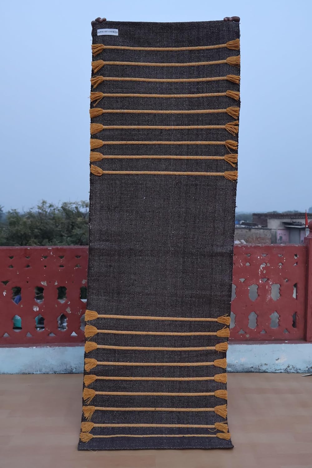 Jaipur Art & Rugs Cotton Yoga Rug - Eco-Friendly Hand-Woven Thick Mat (24”x72”x5mm) for Everyday Fitness at Home - Comfortable & Extra-Long - Colors A
