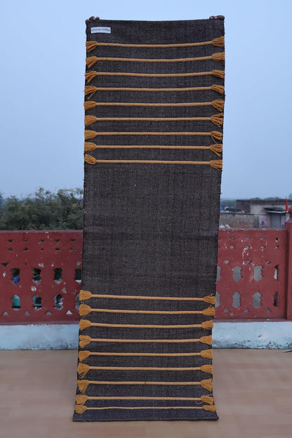 Jaipur Art & Rugs Cotton Yoga Rug - Eco-Friendly Hand-Woven Thick Mat (24”x72”x5mm) for Everyday Fitness at Home - Comfortable & Extra-Long - Colors A