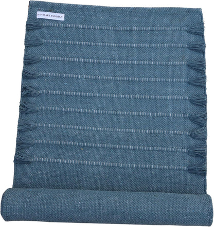 Jaipur Art & Rugs Cotton Yoga Rug - Eco-Friendly Hand-Woven Thick Mat (24”x72”x5mm) for Everyday Fitness at Home - Comfortable & Extra-Long - Colors A