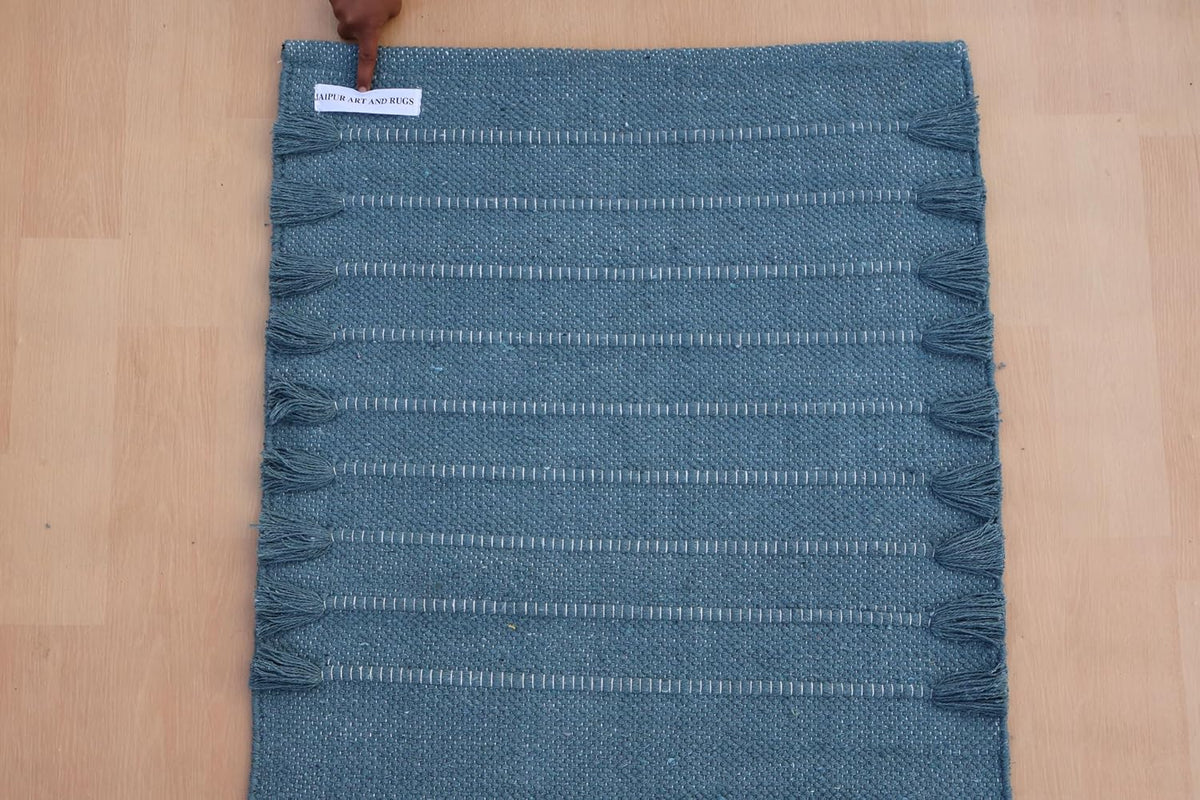Jaipur Art & Rugs Cotton Yoga Rug - Eco-Friendly Hand-Woven Thick Mat (24”x72”x5mm) for Everyday Fitness at Home - Comfortable & Extra-Long - Colors A