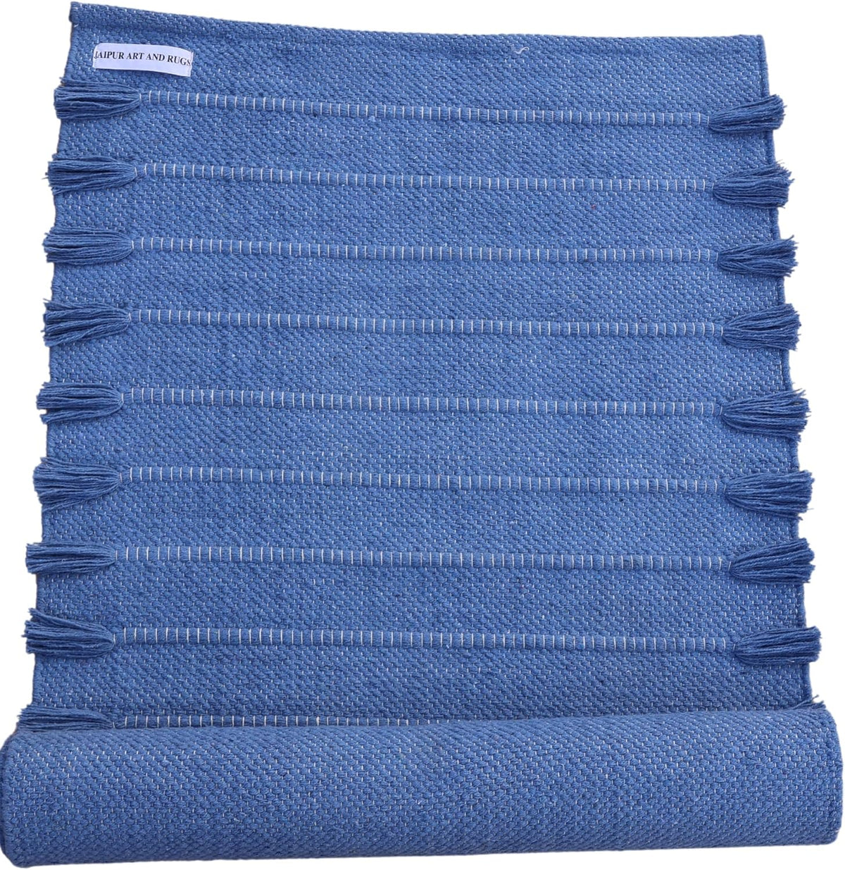 Jaipur Art & Rugs Cotton Yoga Rug - Eco-Friendly Hand-Woven Thick Mat (24”x72”x5mm) for Everyday Fitness at Home - Comfortable & Extra-Long - Colors A