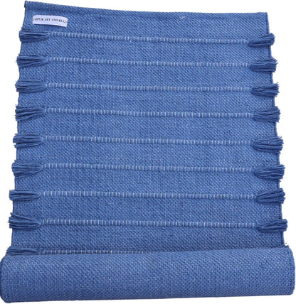 Jaipur Art & Rugs Cotton Yoga Rug - Eco-Friendly Hand-Woven Thick Mat (24”x72”x5mm) for Everyday Fitness at Home - Comfortable & Extra-Long - Colors A