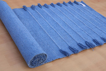 Jaipur Art & Rugs Cotton Yoga Rug - Eco-Friendly Hand-Woven Thick Mat (24”x72”x5mm) for Everyday Fitness at Home - Comfortable & Extra-Long - Colors A