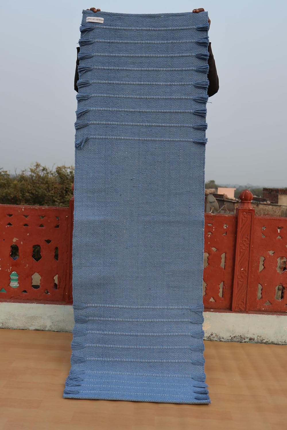 Jaipur Art & Rugs Cotton Yoga Rug - Eco-Friendly Hand-Woven Thick Mat (24”x72”x5mm) for Everyday Fitness at Home - Comfortable & Extra-Long - Colors A