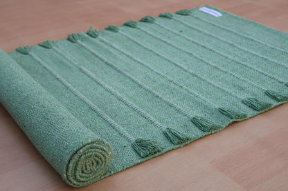 Jaipur Art & Rugs Cotton Yoga Rug - Eco-Friendly Hand-Woven Thick Mat (24”x72”x5mm) for Everyday Fitness at Home - Comfortable & Extra-Long - Colors A