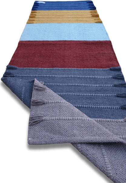 Jaipur Art & Rugs Cotton Yoga Rug - Eco-Friendly Hand-Woven Thick Mat (24”x72”x5mm) for Everyday Fitness at Home - Comfortable & Extra-Long - Colors A
