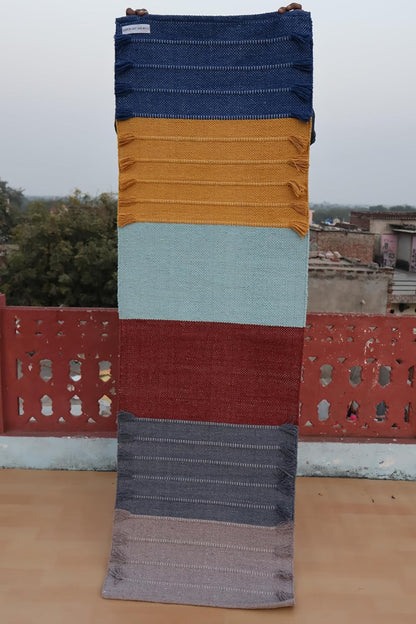 Jaipur Art & Rugs Cotton Yoga Rug - Eco-Friendly Hand-Woven Thick Mat (24”x72”x5mm) for Everyday Fitness at Home - Comfortable & Extra-Long - Colors A