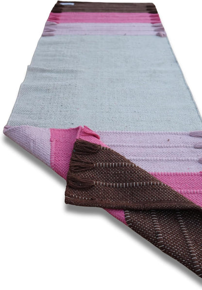 Jaipur Art & Rugs Cotton Yoga Rug - Eco-Friendly Hand-Woven Thick Mat (24”x72”x5mm) for Everyday Fitness at Home - Comfortable & Extra-Long - Colors A
