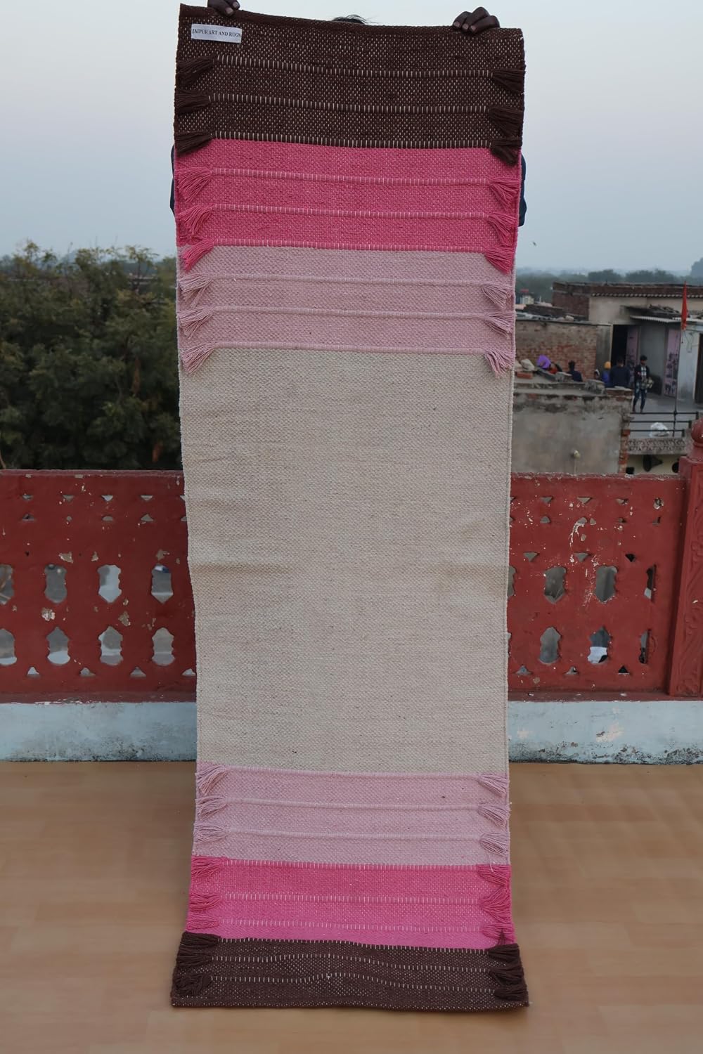 Jaipur Art & Rugs Cotton Yoga Rug - Eco-Friendly Hand-Woven Thick Mat (24”x72”x5mm) for Everyday Fitness at Home - Comfortable & Extra-Long - Colors A