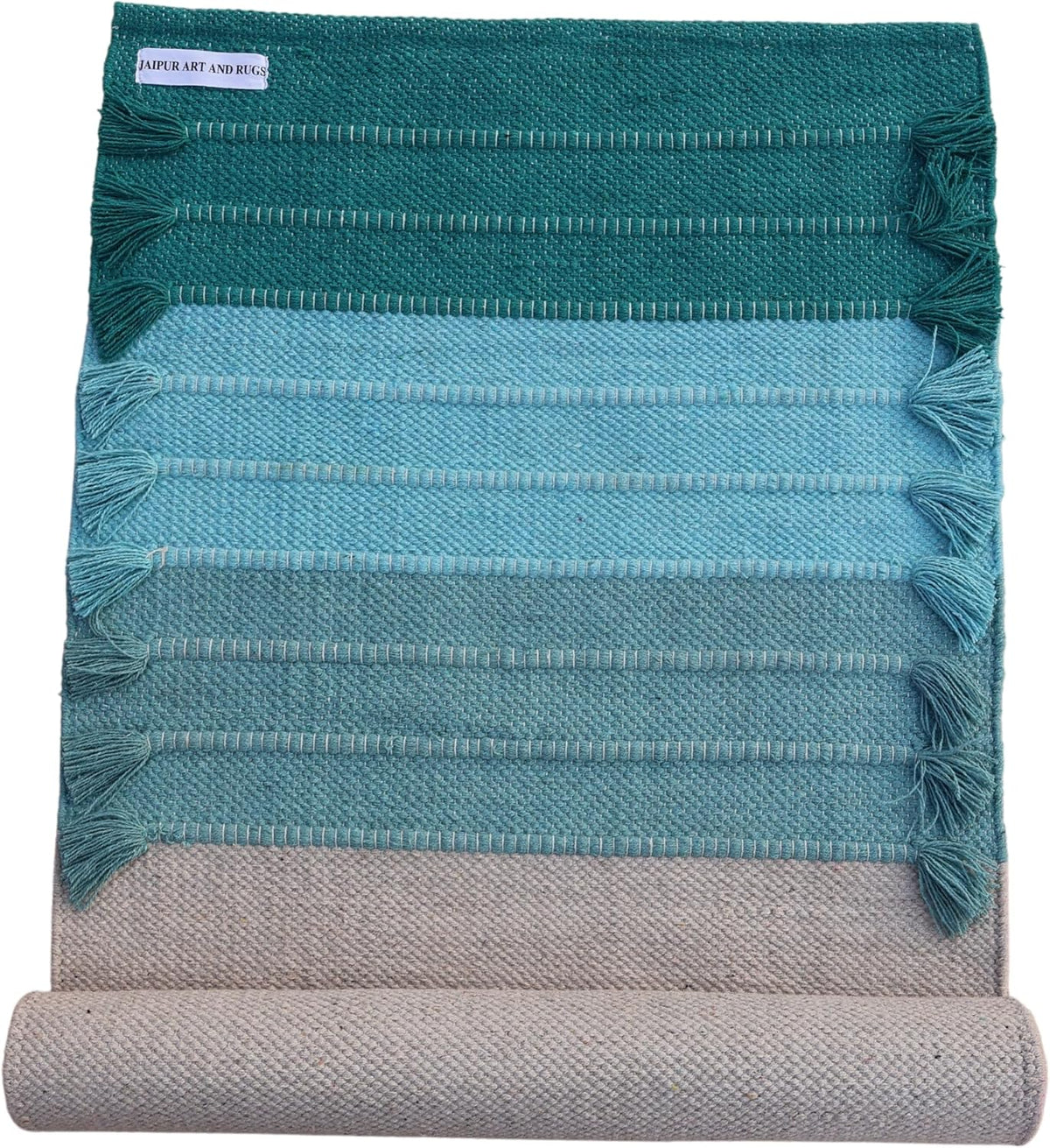 Jaipur Art & Rugs Cotton Yoga Rug - Eco-Friendly Hand-Woven Thick Mat (24”x72”x5mm) for Everyday Fitness at Home - Comfortable & Extra-Long - Colors A