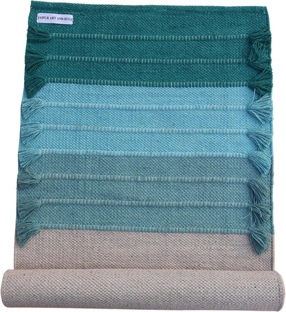 Jaipur Art & Rugs Cotton Yoga Rug - Eco-Friendly Hand-Woven Thick Mat (24”x72”x5mm) for Everyday Fitness at Home - Comfortable & Extra-Long - Colors A