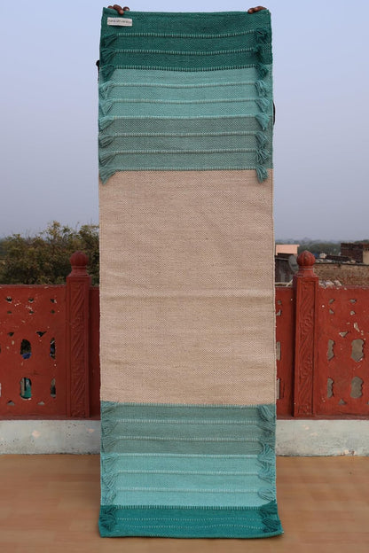 Jaipur Art & Rugs Cotton Yoga Rug - Eco-Friendly Hand-Woven Thick Mat (24”x72”x5mm) for Everyday Fitness at Home - Comfortable & Extra-Long - Colors A