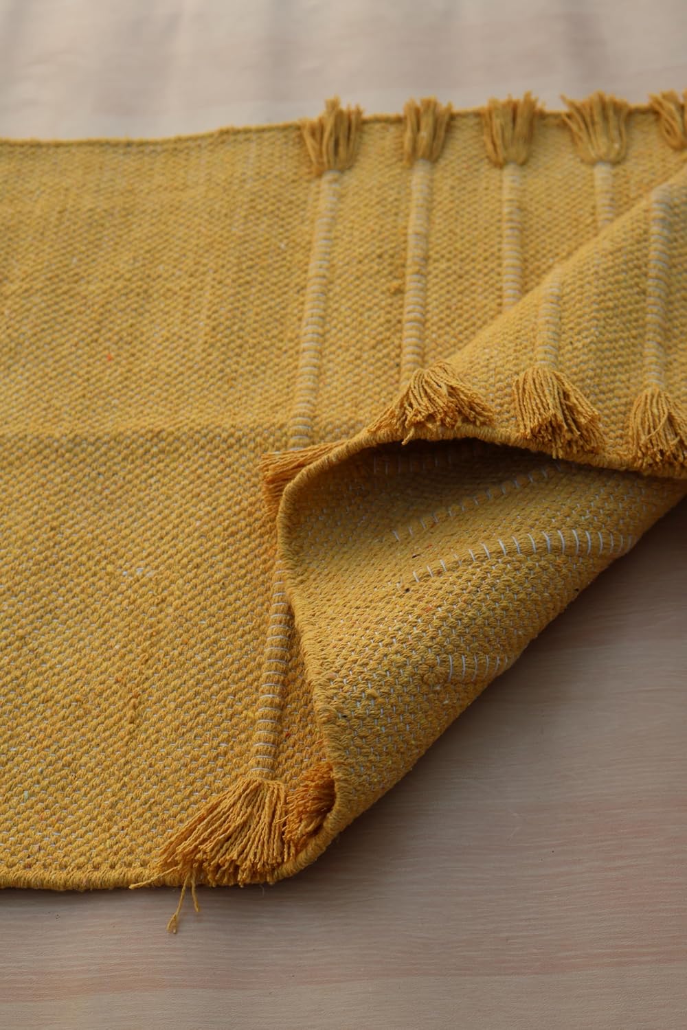 Jaipur Art & Rugs Cotton Yoga Rug - Eco-Friendly Hand-Woven Thick Mat (24”x72”x5mm) for Everyday Fitness at Home - Comfortable & Extra-Long - Colors A