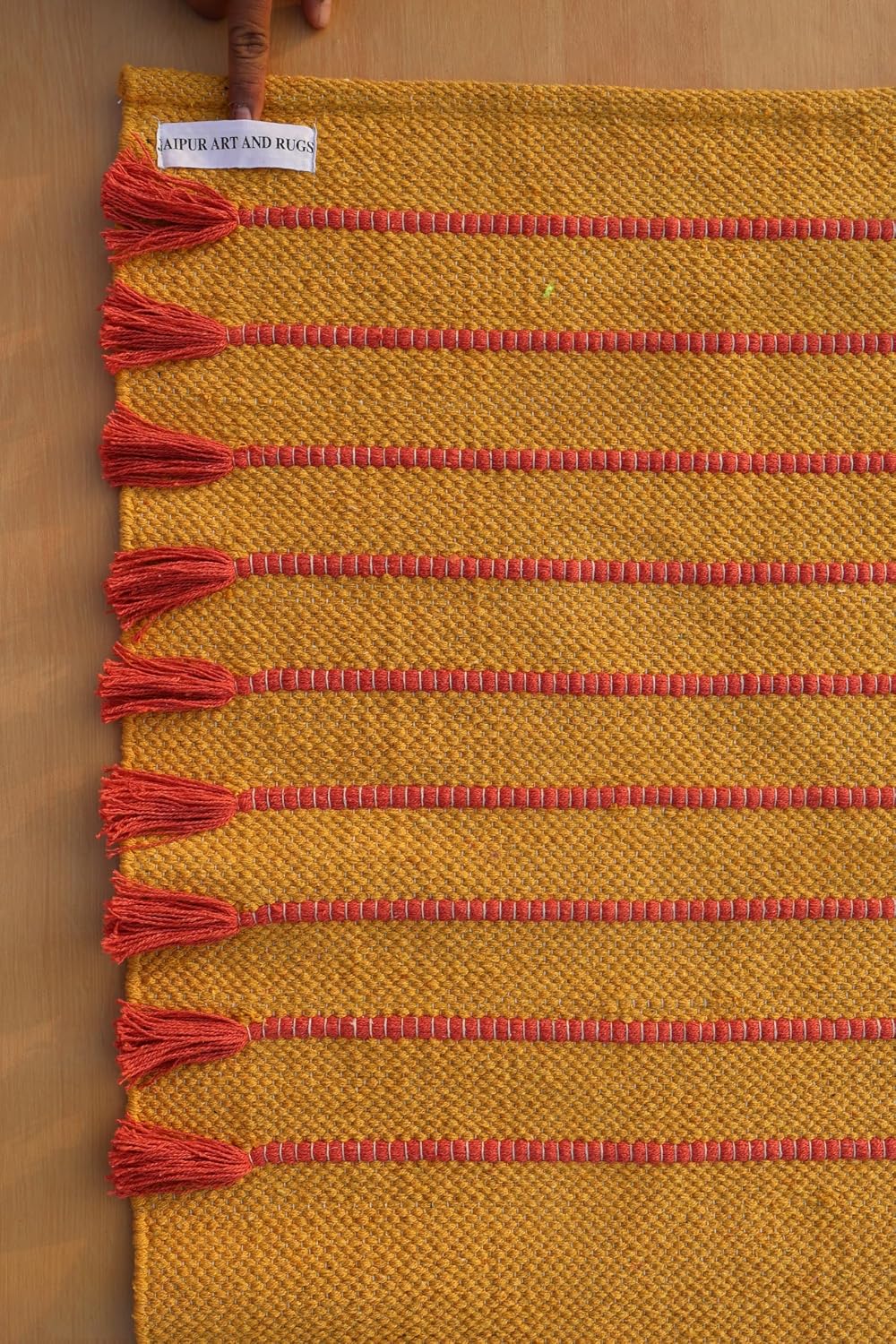 Jaipur Art & Rugs Cotton Yoga Rug - Eco-Friendly Hand-Woven Thick Mat (24”x72”x5mm) for Everyday Fitness at Home - Comfortable & Extra-Long - Colors A