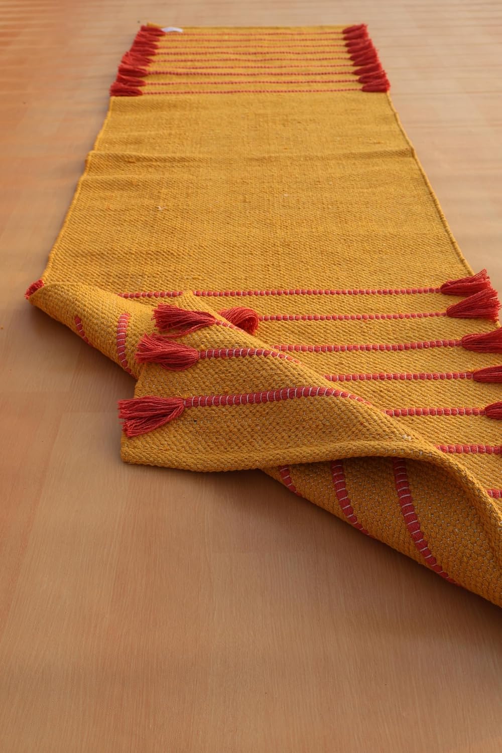 Jaipur Art & Rugs Cotton Yoga Rug - Eco-Friendly Hand-Woven Thick Mat (24”x72”x5mm) for Everyday Fitness at Home - Comfortable & Extra-Long - Colors A